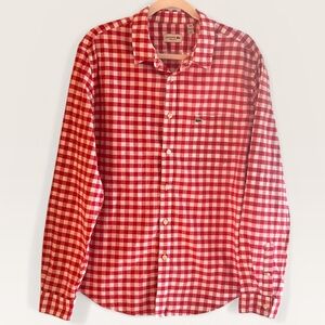 Lacoste Men's Red Check Button-Down Shirt